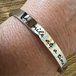 One Mile at a Time Stainless Steel Cuff Bracelet for Runners or Walkers